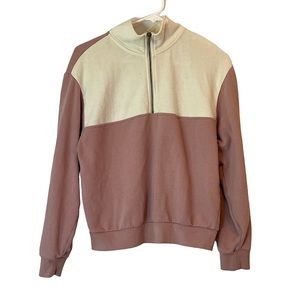 L.A. Hearts Pacsun Quarter Zip Pink and White Sweatshirt Women's XS